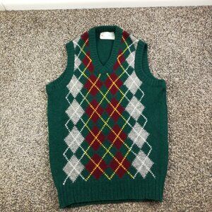 Vintage Angus Macbain Sweater Vest Scottish Shetland Wool Argyle Mens Small